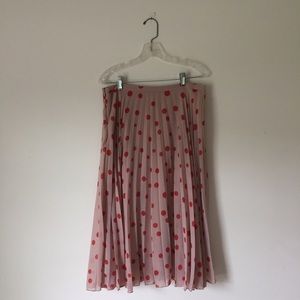 ASOS pink & red polka dot midi skirt.